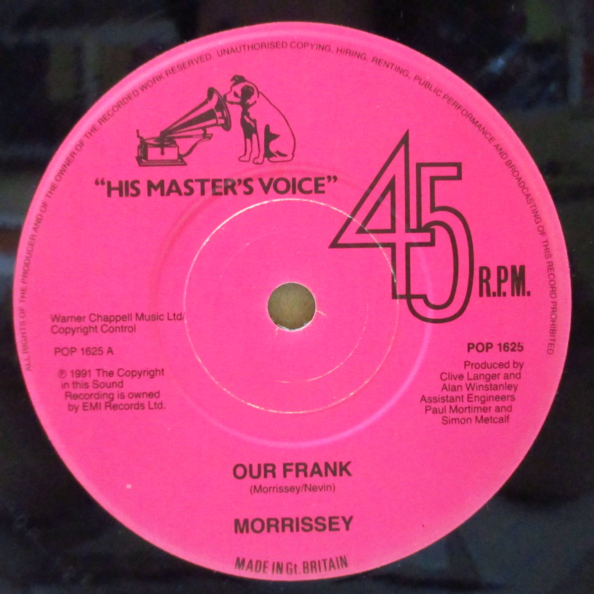 MORRISSEY (モリッシー) - Our Frank (UK オリジナル 7"+マット固紙ジャケ)