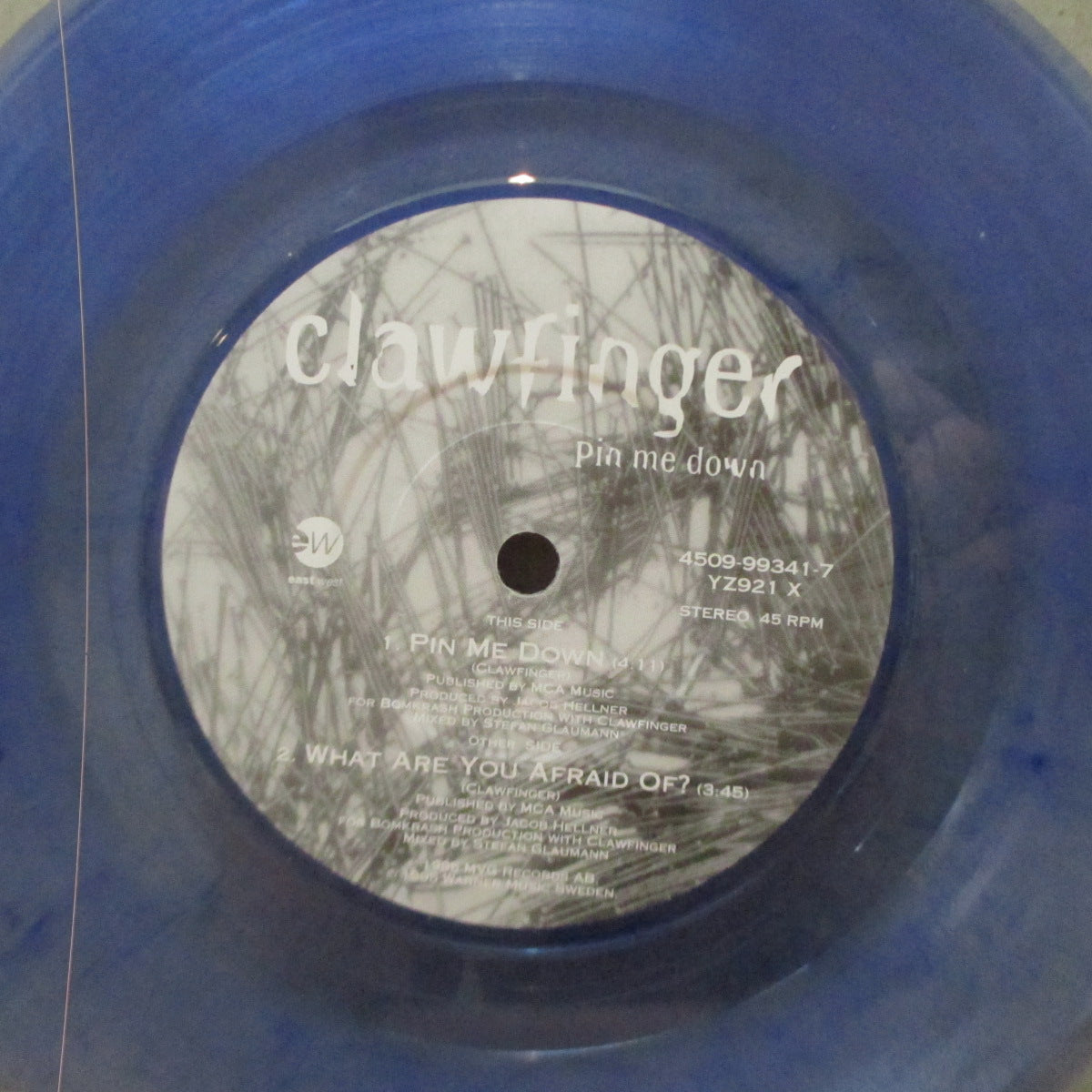 CLAWFINGER (クローフィンガー) - Pin Me Down (UK 限定ブルーヴァイナル 7"/Stickered CVR)
