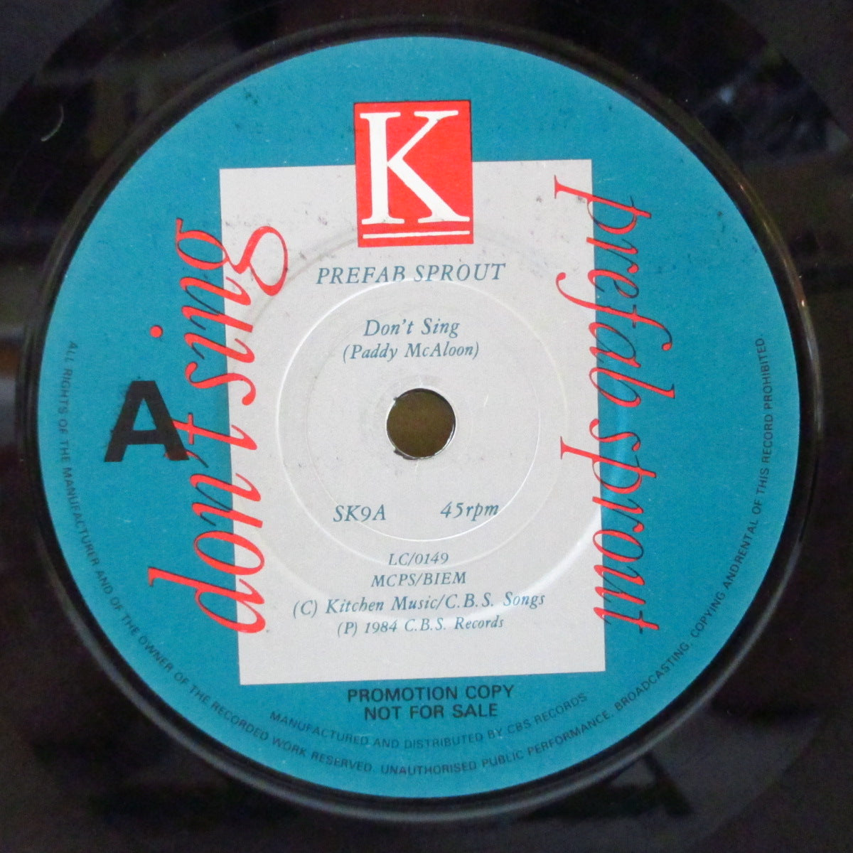 PREFAB SPROUT (プリファブ・スプラウト) - Don't Sing (UK プロモ・ラベ 7"+光沢固紙ジャケ)