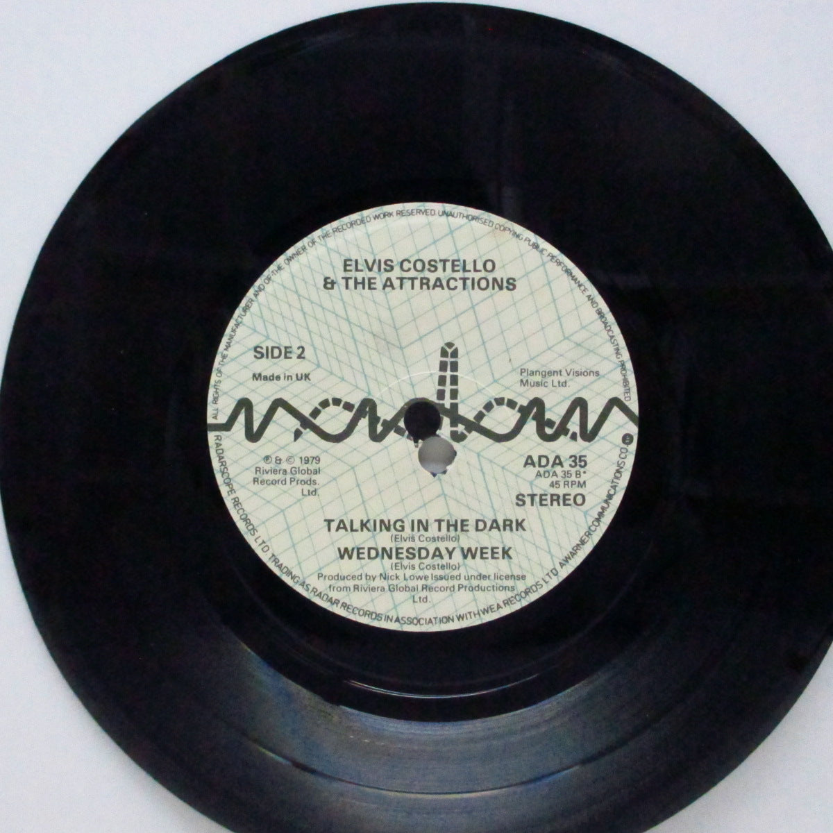 ELVIS COSTELLO & The Attractions (エルヴィス・コステロ & ジ・アトラクションズ) - Accidents Will Happen (UK オリジナル「フラットセンター」7"+光沢固紙「イラスト」ジャケ)