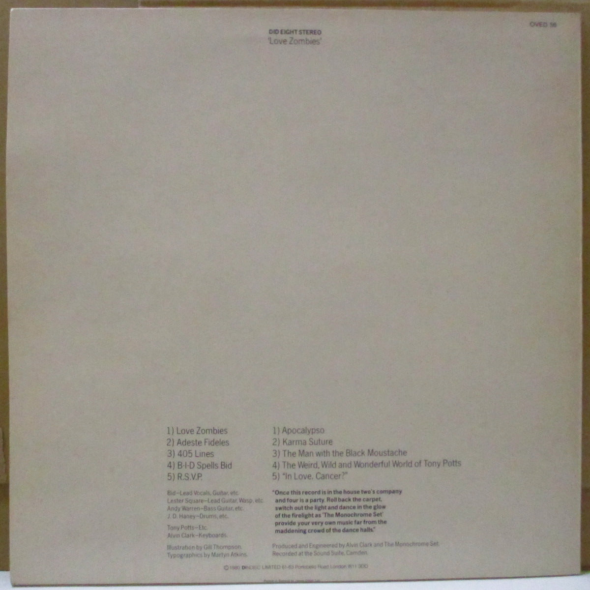 MONOCHROME SET,THE (モノクローム・セット) - Love Zombies (UK '84 再発グリーン&レッドラベ LP/Virgin)