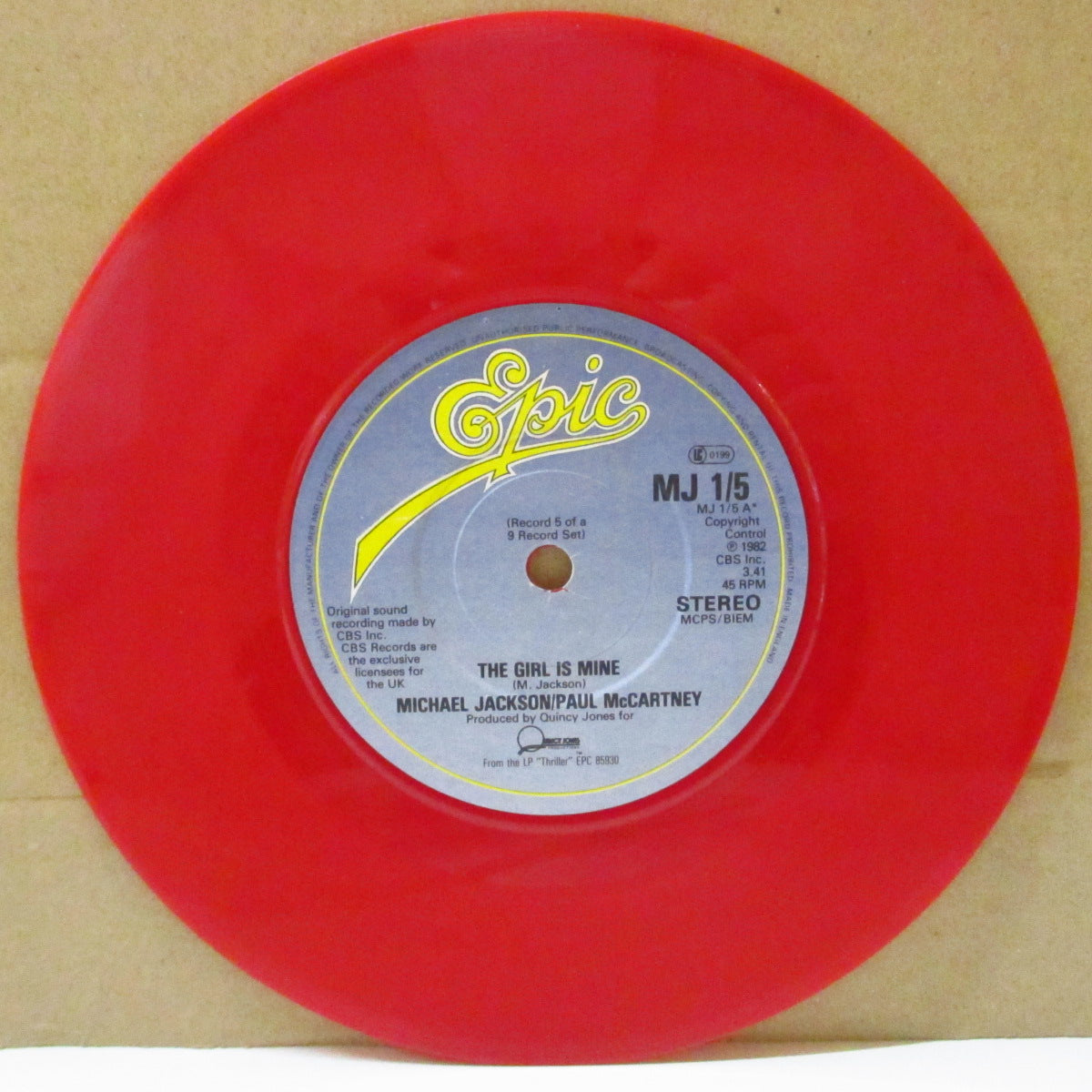 MICHAEL JACKSON / PAUL McCARTNEY (マイケル・ジャクソン / ポール・マッカートニー) - The Girl Is Mine (UK バラ売り「赤盤」7"+マット固紙ジャケ)