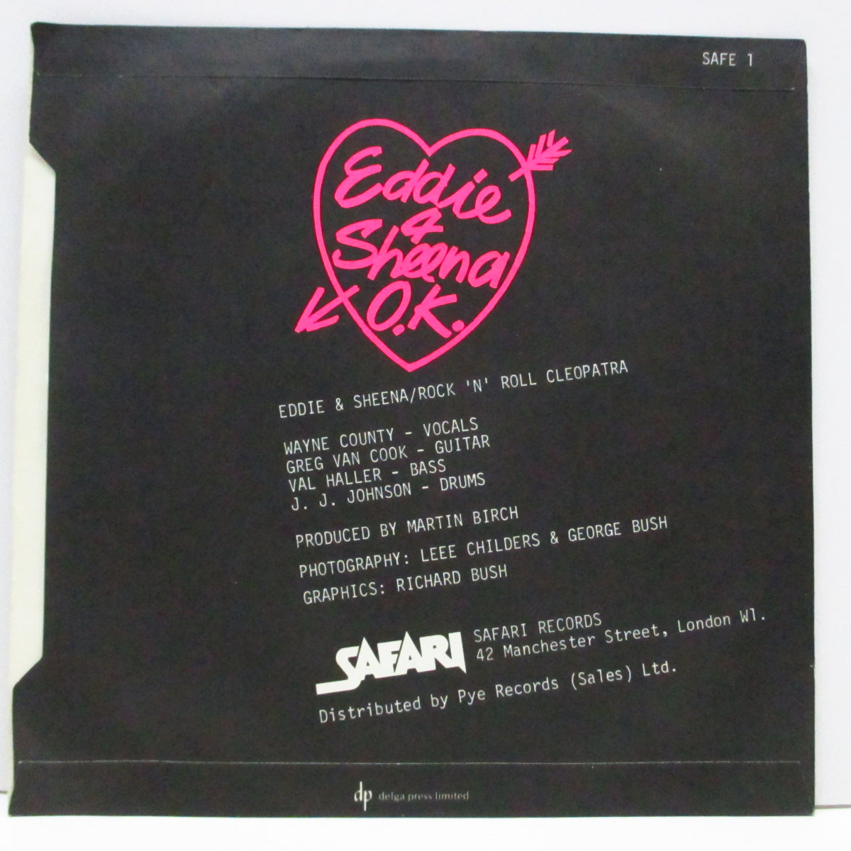 WAYNE COUNTY & THE ELECTRIC CHAIRS (ウェイン・カウンティ & ジ・エレクトリック・チェアーズ) - Eddie & Sheena (UK オリジナル「フラットセンター」<赤盤> 7"+マットソフト紙ジャケ)