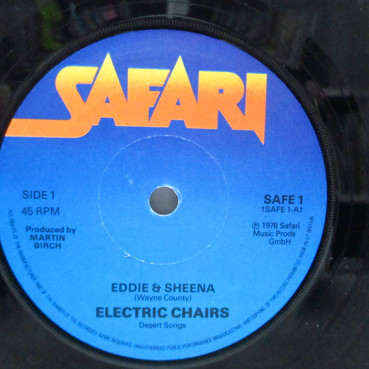 WAYNE COUNTY & THE ELECTRIC CHAIRS (ウェイン・カウンティ & ジ・エレクトリック・チェアーズ) - Eddie & Sheena (UK オリジナル「フラットセンター」<赤盤> 7"+マットソフト紙ジャケ)