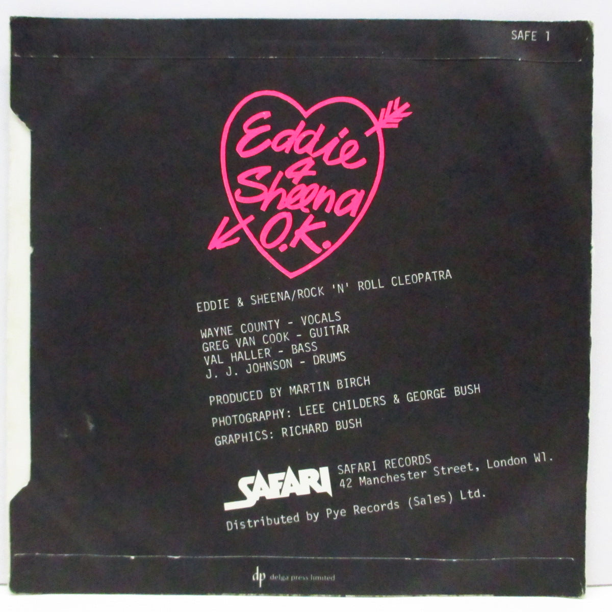 WAYNE COUNTY & THE ELECTRIC CHAIRS (ウェイン・カウンティ & ジ・エレクトリック・チェアーズ) - Eddie & Sheena (UK オリジナル「ラウンドセンター」<赤盤> 7"+マットソフト紙ジャケ)