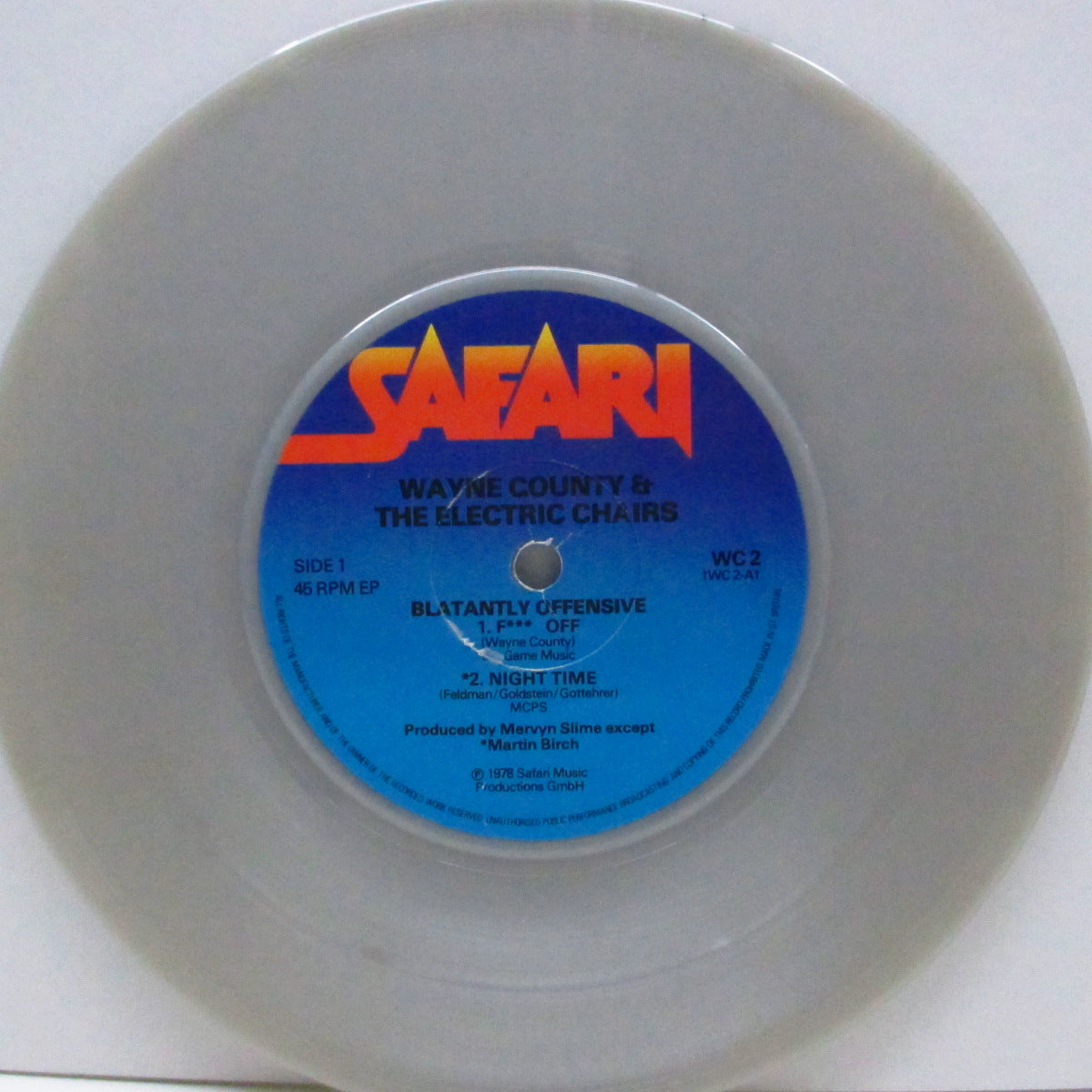 WAYNE COUNTY & THE ELECTRIC CHAIRS (ウェイン・カウンティ & ジ・エレクトリック・チェアーズ) - Blatantly Offenzive E.P. (UK 限定「シルバーヴァイナル」7"+マット・ソフト紙ジャケ)