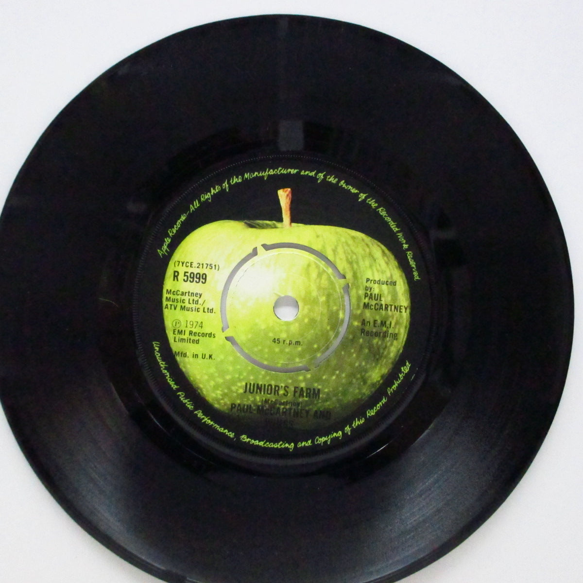 PAUL McCARTNEY & WINGS (ポール・マッカートニー & ウイングス) - Junior's Farm (UK オリジナル「ラウンドセンター」7"+白無地カンパニースリーブ)