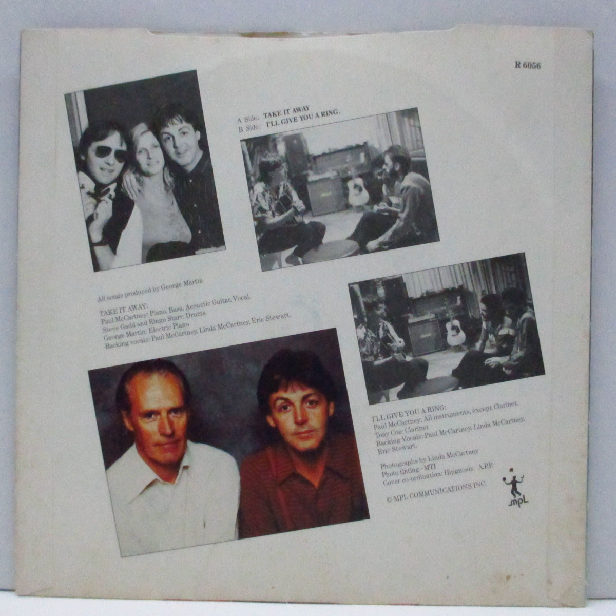 PAUL McCARTNEY (ポール・マッカートニー) - Take It Away (UK オリジナル「青プララベ、ソリッドセンター」7"+光沢固紙ジャケ)