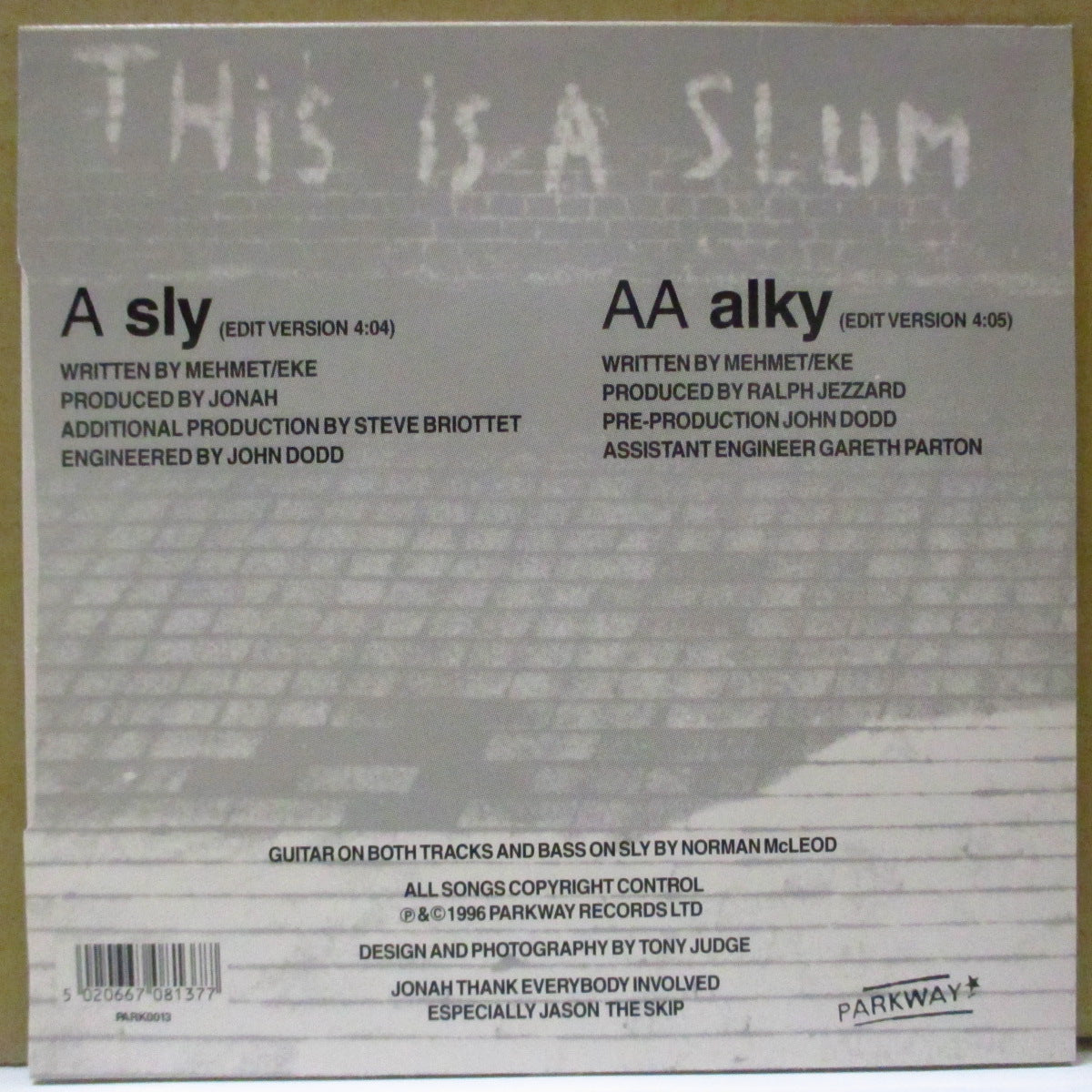 JONAH (ジョナ) - Sly (UK Limited Orange Vinyl 7"/Numbered Stickered PS)