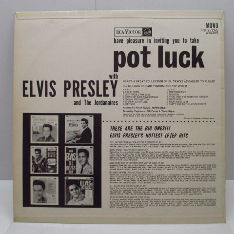 ELVIS PRESLEY (エルヴィス・プレスリー) - Pot Luck (UK '64年初回再発「シルバー・スポット黒ラベ」モノラル LP/表面コーティング折り返しジャケ)