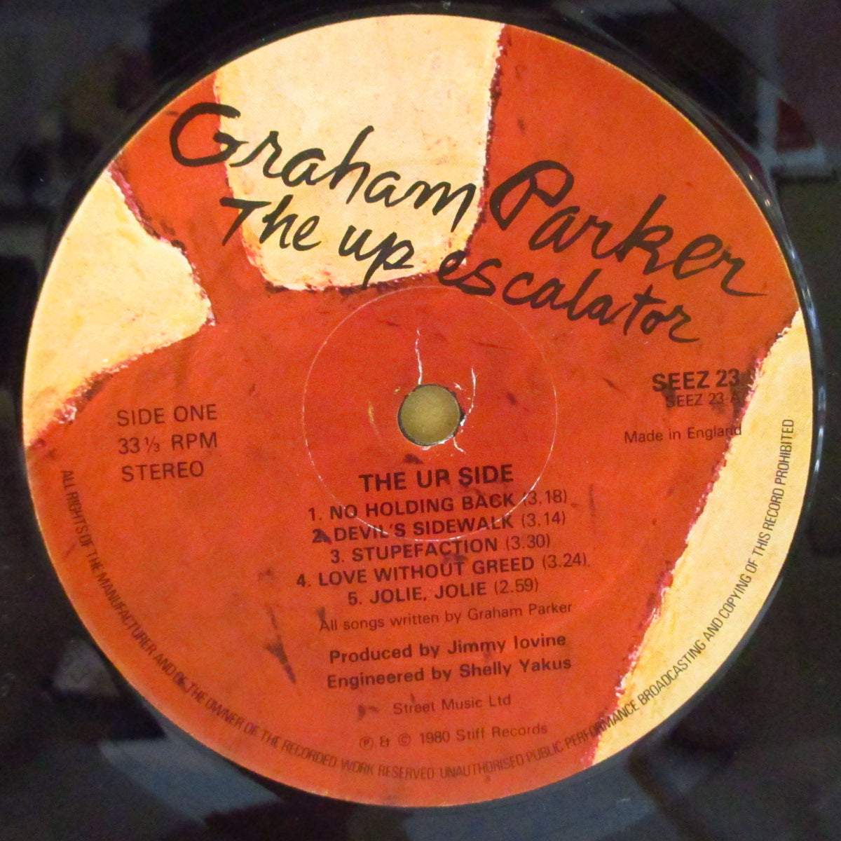 GRAHAM PARKER (グレアム・パーカー) - The Up Escalator (UK オリジナル LP+光沢ソフト紙インナー/レアステッカー付きジャケ)