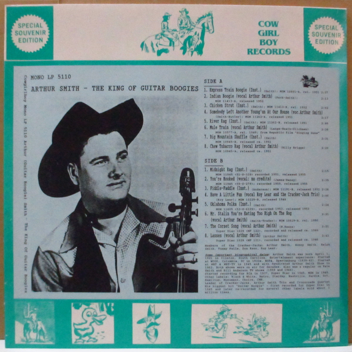 ARTHUR SMITH (アーサー・スミス) - The King Of Guitar Boogie (German 80's Limited Mono LP)