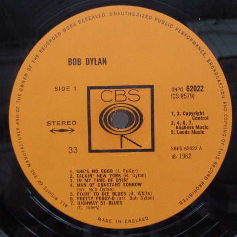 BOB DYLAN (ボブ・ディラン) - Bob Dylan (1st) (UK Orig.Stereo LP/CFS)