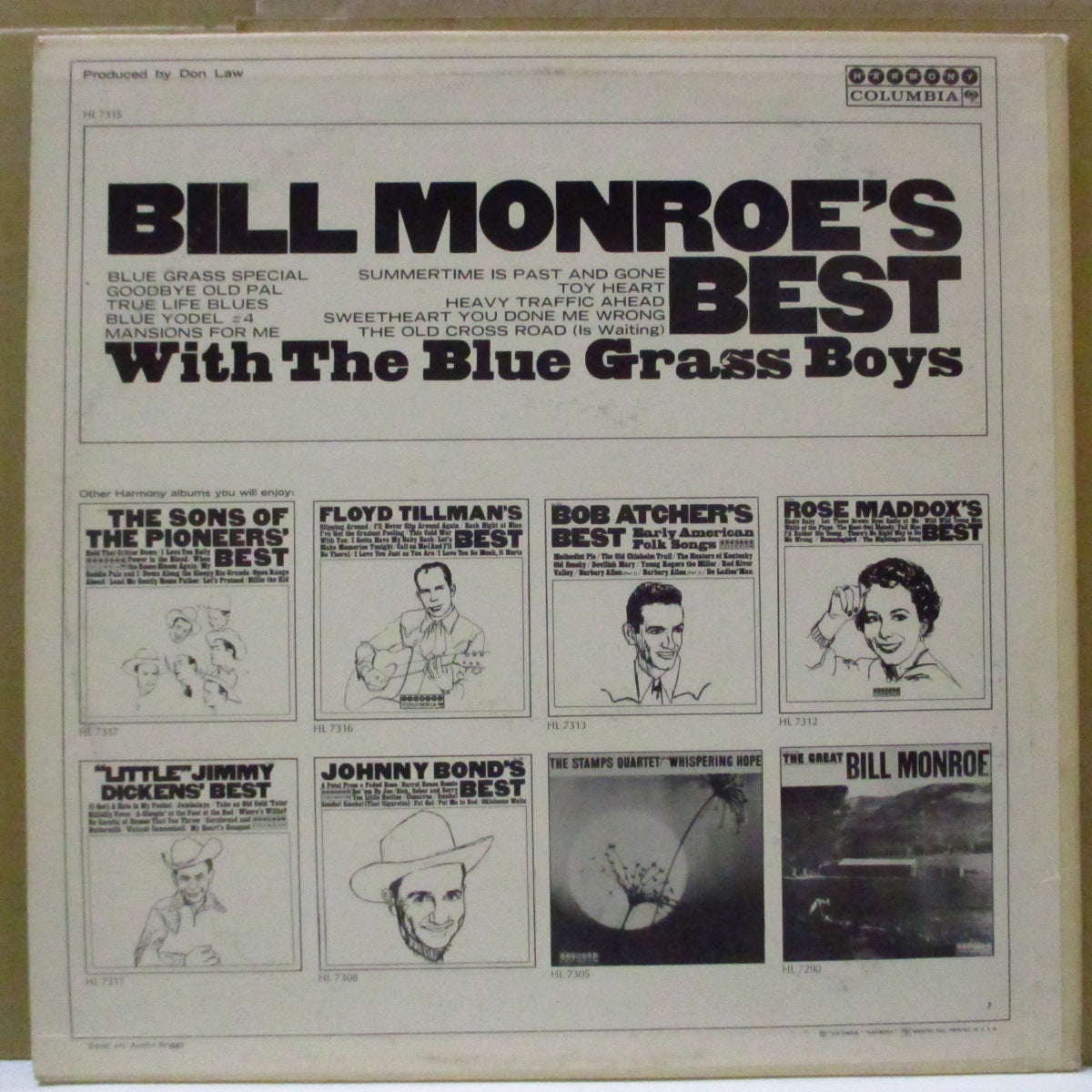 BILL MONROE & HIS BLUEGRASS BOYS (ビル・モンロー) - Bill Monroe's Best (US 70's Reissue LP)