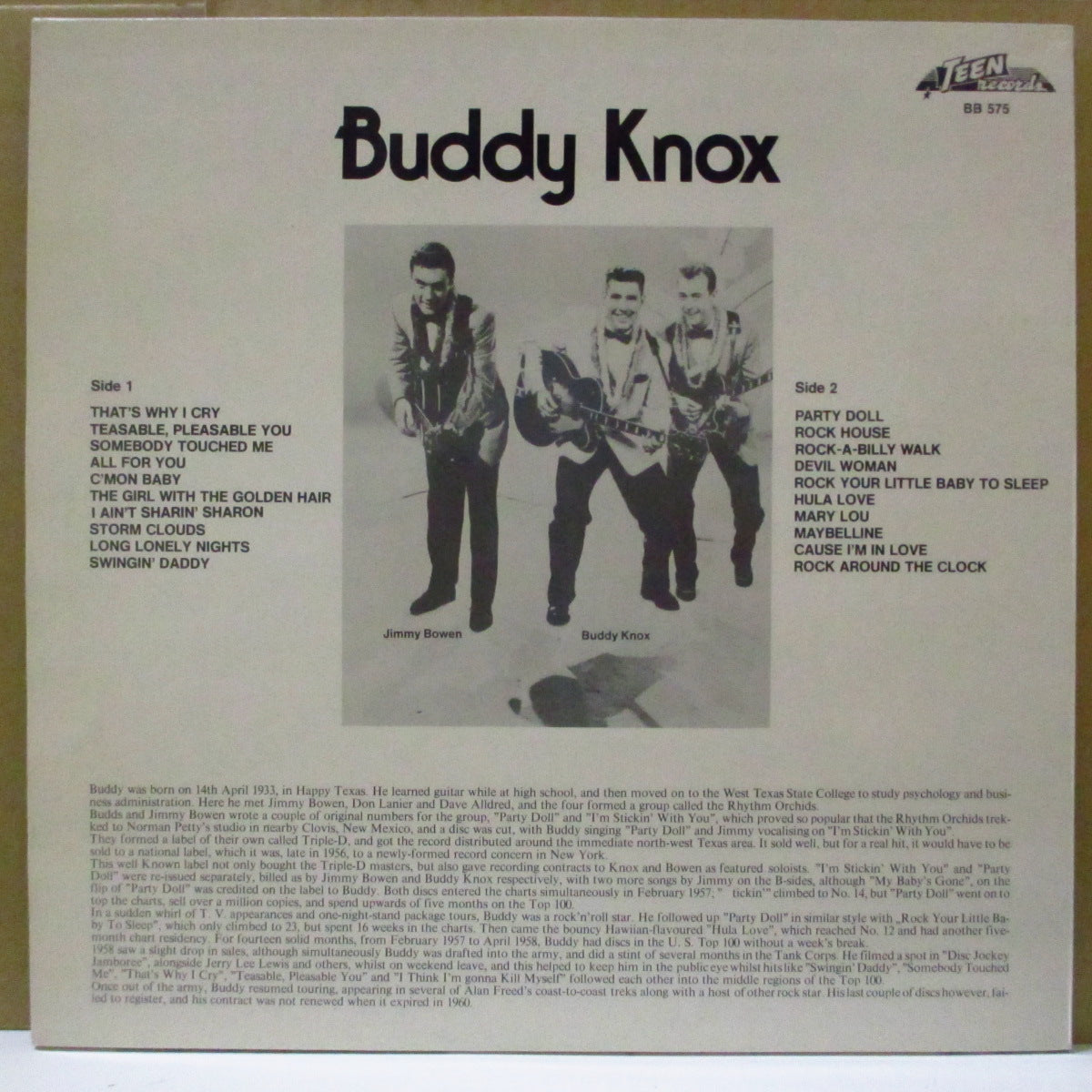 BUDDY KNOX (バディ・ノックス) - Buddy Knox (Best) (EU 90's Limited LP)