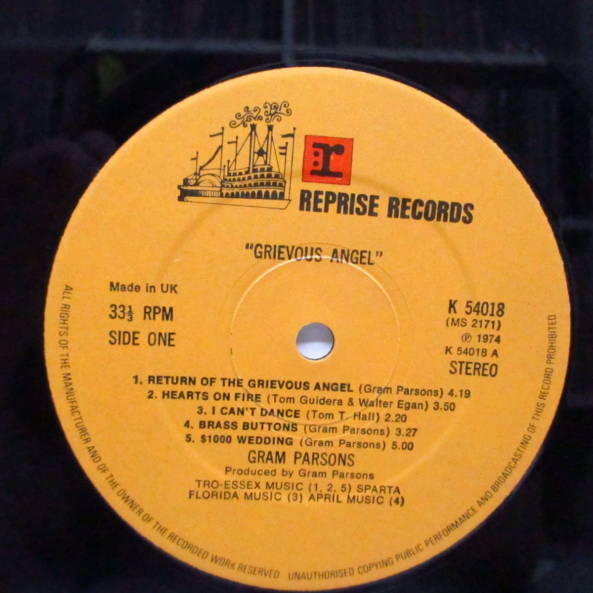 GRAM PARSONS (グラム・パーソンズ) - Grievous Angel (UK オリジナル LP)