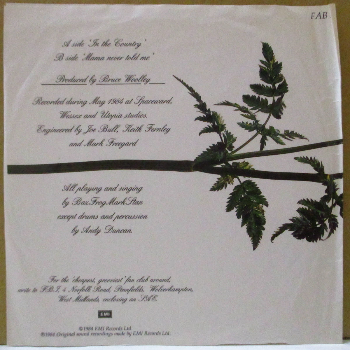 FARMER'S BOYS, THE (ザ・ファーマーズ・ボーイズ) - In The Country (UK 90's Ltd.Reissue White Lbl.7")