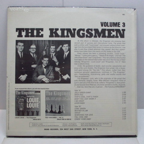KINGSMEN (キングスメン) - Volume 3 (US オリジナル「モノラル」 LP) '65年名作サードアルバム!