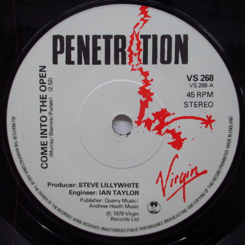 PENETRATION (ペネトレイション) - Come Into The Open (UK オリジナル 7"+光沢ソフト紙折り返しジャケ) '79年ラストシングル!