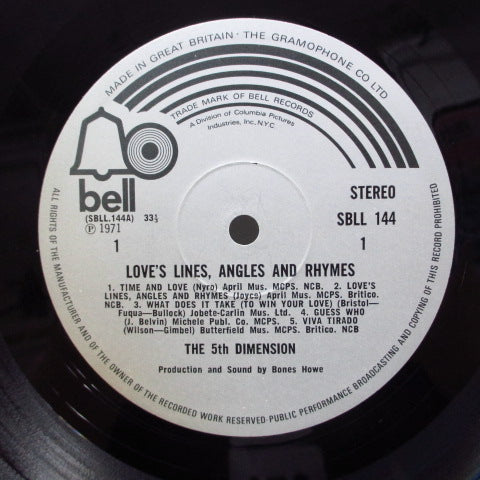 5TH DIMENSION (フィフス・ディメンション) - Love's Lines, Angles And Rhymes (UK オリジナル LP/表面ザラ紙折り返し有りジャケ)