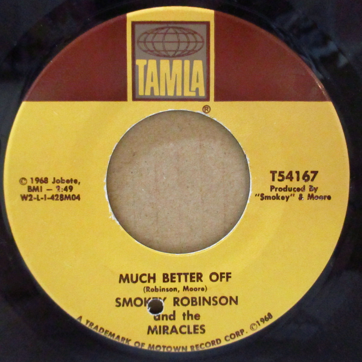 MIRACLES (SMOKEY ROBINSON & THE) (スモーキー・ロビンソン&ザ・ミラクルズ) - Yester Love (US Orig.7"/茶色印刷ラベ)