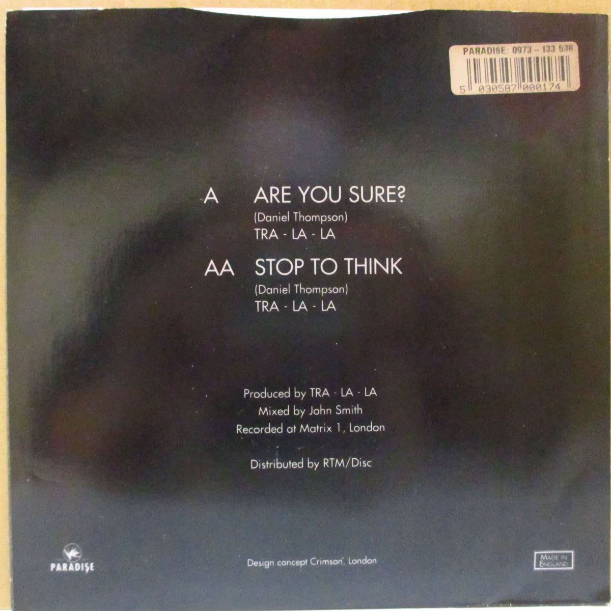 TRA-LA-LA (トラ・ラ・ラ) - Are Ypu Sure? (UK Orig.7"/Die-Cut PS)