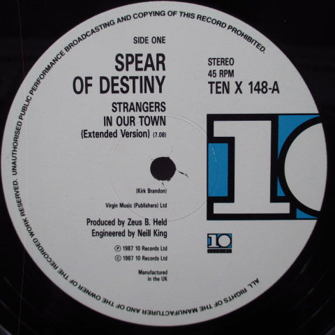 SPEAR OF DESTINY (スピア・オブ・ディスティニー) - Strangers In Our Town (UK Ltd.2x12")