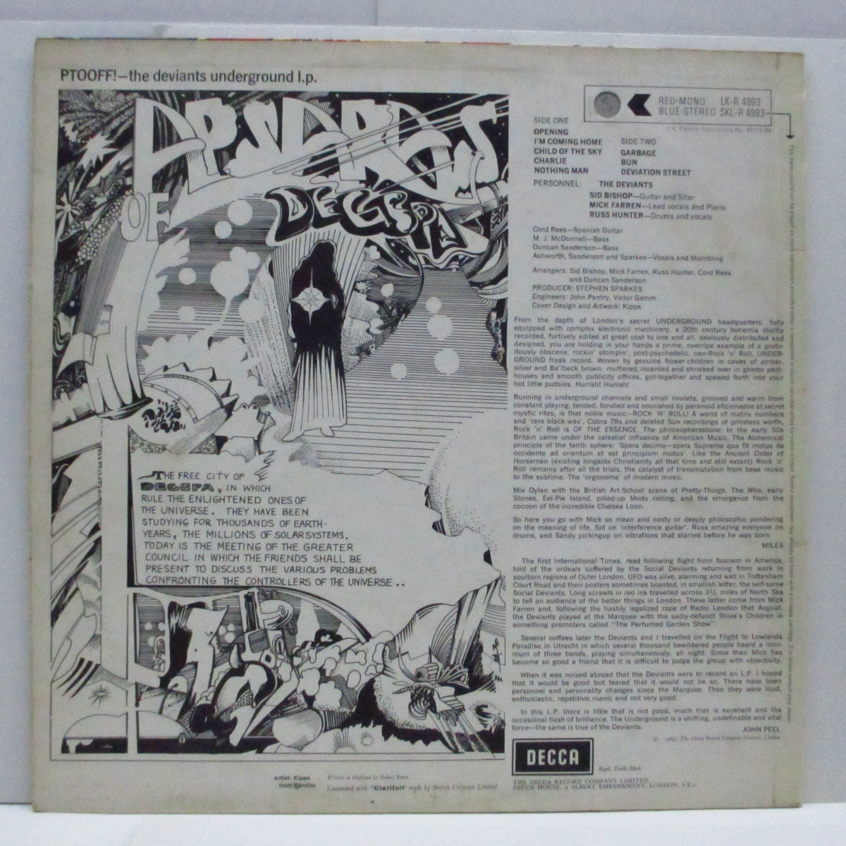DEVIANTS (デヴィアンツ) - Ptooff ! (UK '69 Re Stereo LP+CS/SKL-R.4993 )