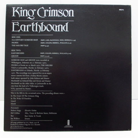 KING CRIMSON (キング・クリムゾン) - Earthbound (UK:Orig.)