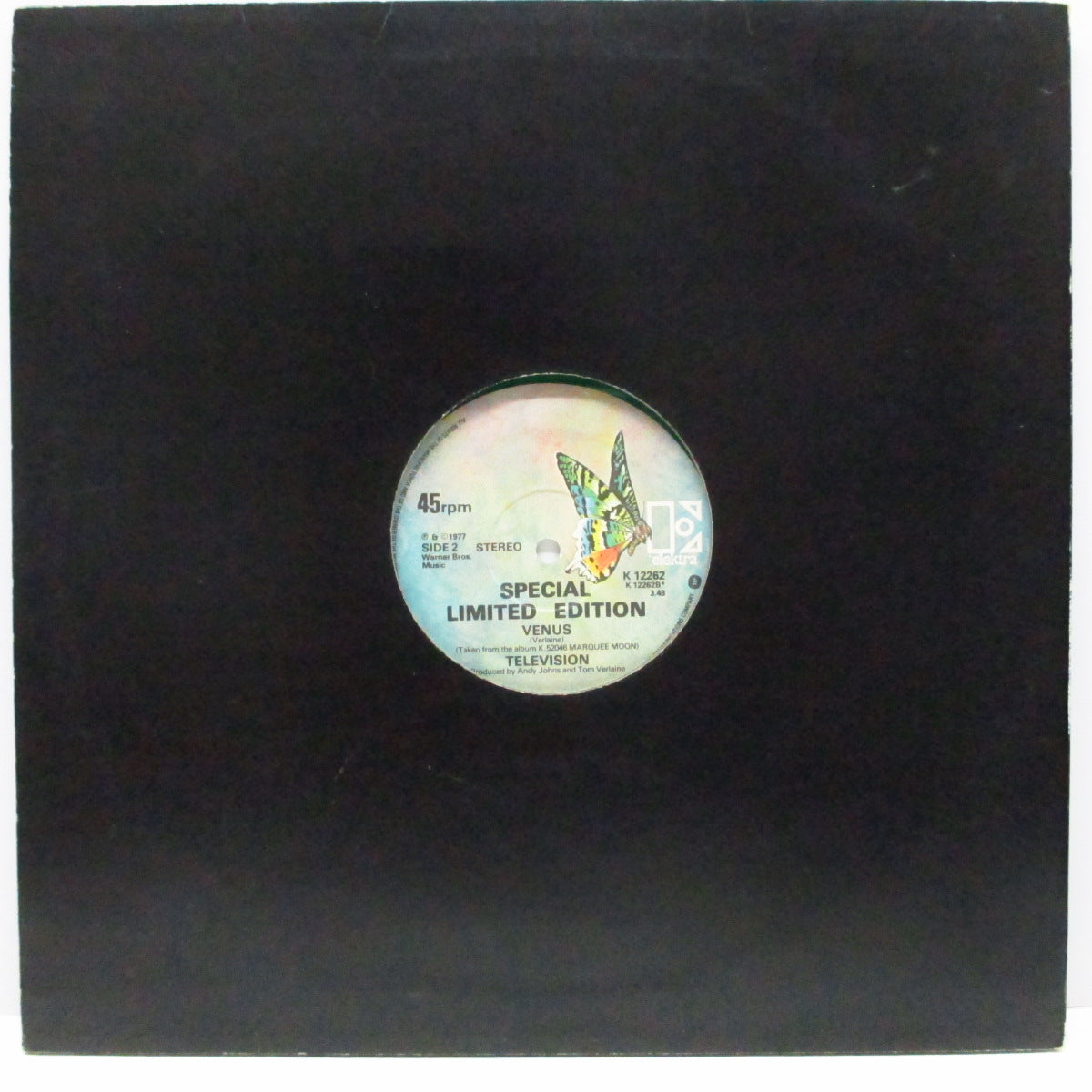 TELEVISION (テレヴィジョン) - Prove It / Venus (UK 限定グリーンヴァイナル12"/「緑盤」ステッカー付黒ダイカットジャケ)