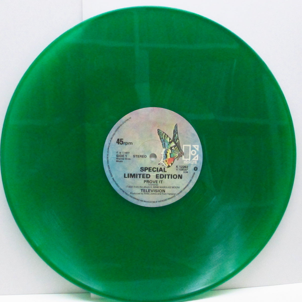 TELEVISION (テレヴィジョン) - Prove It / Venus (UK 限定グリーンヴァイナル12"/「緑盤」ステッカー付黒ダイカットジャケ)