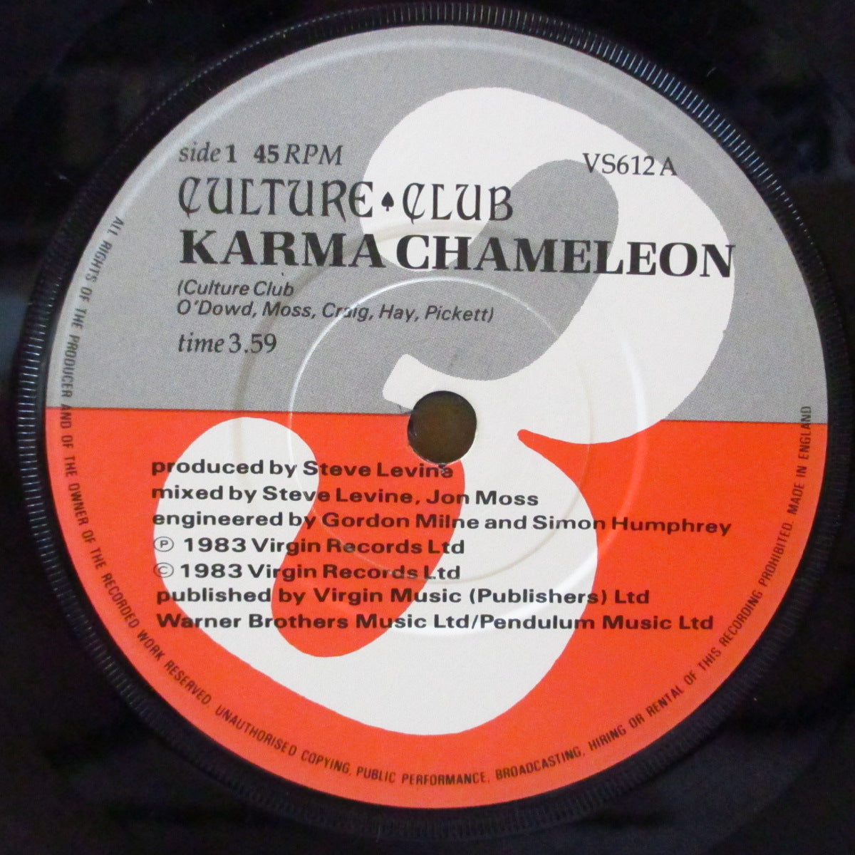 CULTURE CLUB (カルチャー・クラブ) - Karma Chameleon (UK オリジナル 7インチ+マットソフト紙ジャケ)