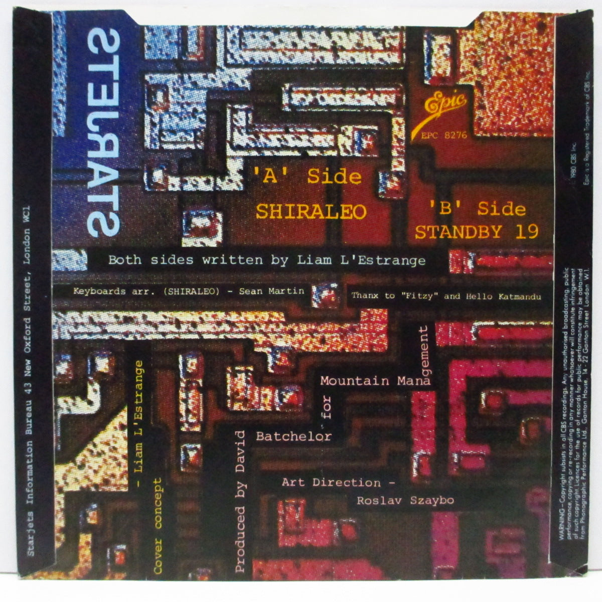 STARJETS (スタージェッツ) - Shiraleo (UK オリジナル 7"+光沢固紙製ジャケ)