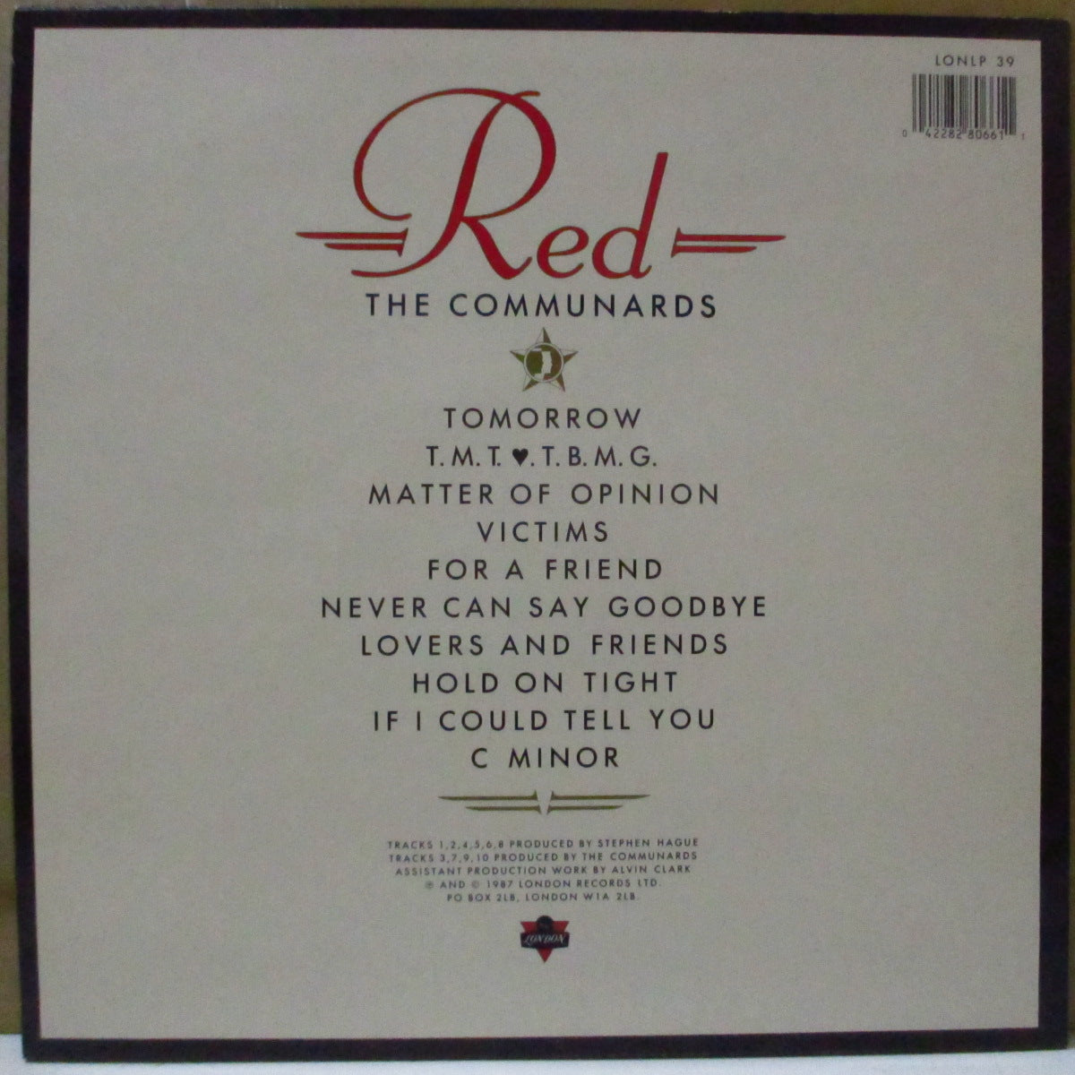 COMMUNARDS, THE (コミュナーズ) - Red (UK オリジナル LP+マットソフト紙インナー/エンボス・ホワイトジャケ)