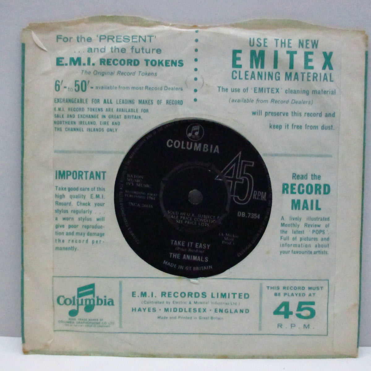 ANIMALS - I'm Crying (UK Orig.Round Center 7"+CS)