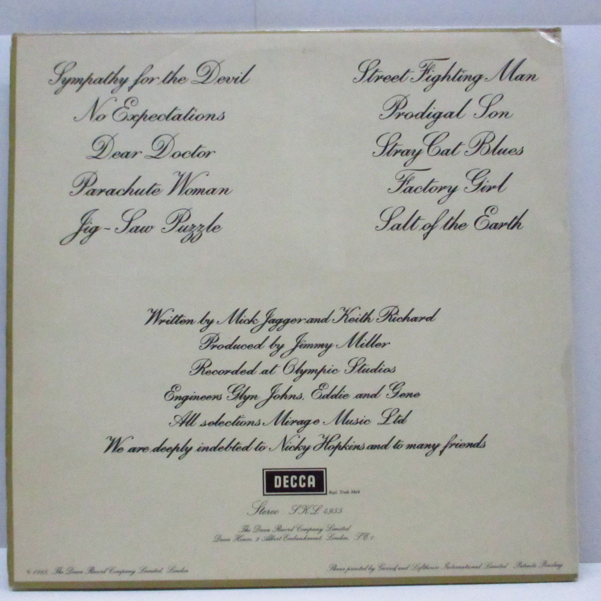 ROLLING STONES (ローリング・ストーンズ) - Beggars Banquet (UK オリジナル・ステレオLP/表面コーティング見開ジャケ)