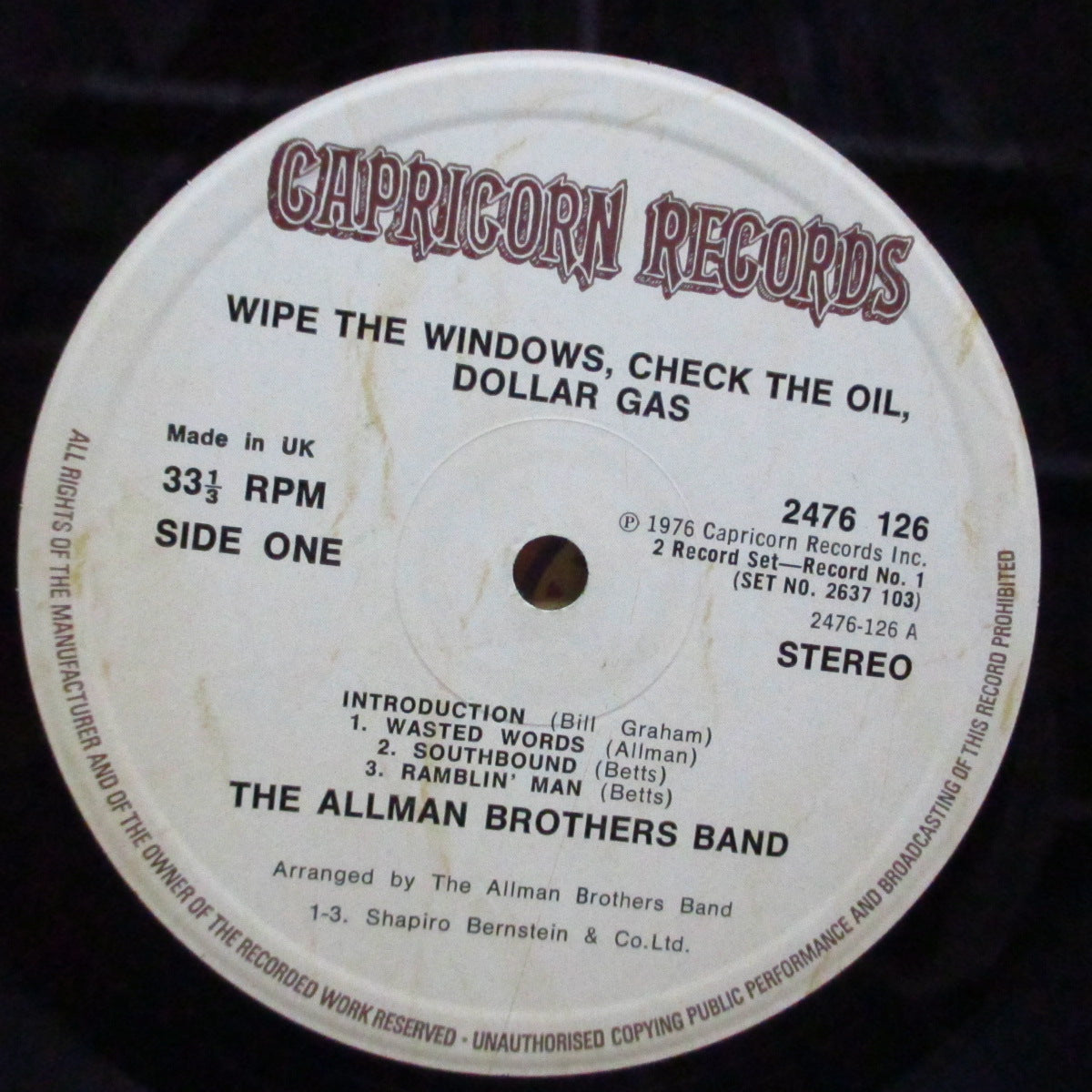 ALLMAN BROTHERS BAND (オールマン・ブラザーズ・バンド) - Wipe The Windows, Check The Oil, Dollar Gas (UK Orig.2xLP/Stickered CGS)