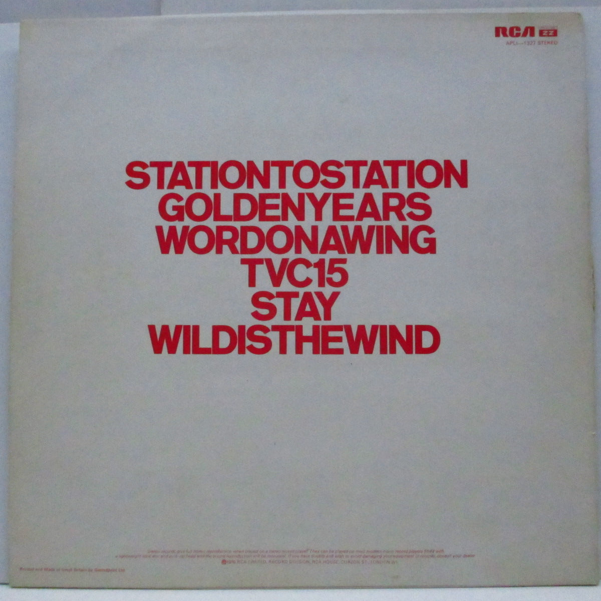 DAVID BOWIE (デヴィッド・ボウイ) - Station To Station (UK オリジナル「CBSコントラクト・プレス」 LP+インサート/APL1 1327-RS 1038)