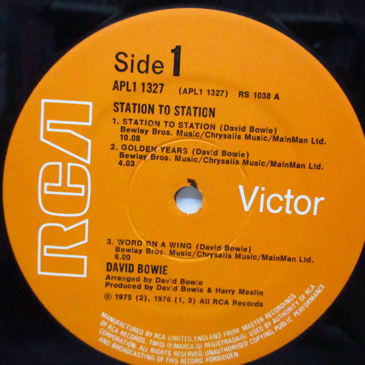 DAVID BOWIE (デヴィッド・ボウイ) - Station To Station (UK オリジナル「CBSコントラクト・プレス」 LP+インサート/APL1 1327-RS 1038)