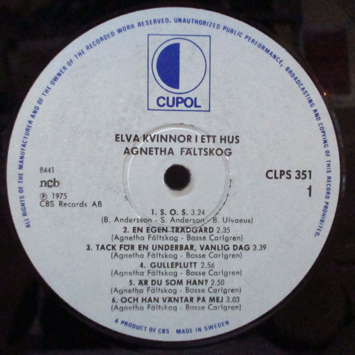 AGNETHA FALTSKOGS (アグネッタ・フォルツコグ) - Elva Kvinnor I Ett Hus (Sweden オリジナル LP/両面コーティング・ジャケッ)