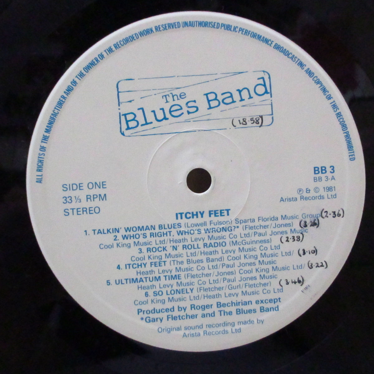 BLUES BAND (ブルース・バンド) - Itchy Feet (UK オリジナル LP+ポスター/ステッカー付きジ光沢ジャケ)