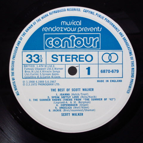 SCOTT WALKER (スコット・ウォーカー) - The Best Of Scott Walker (UK Orig)
