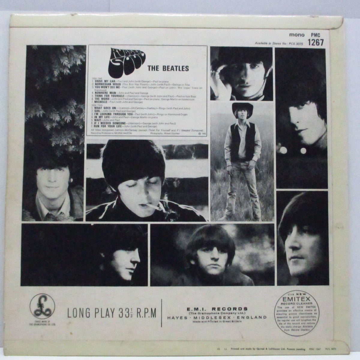 BEATLES (ビートルズ) - Rubber Soul (UK 初回オリジナル「ラウドMix」ローマン書体ラベ・モノラル LP/G&L 表面コーティング3面折返ジャケ)