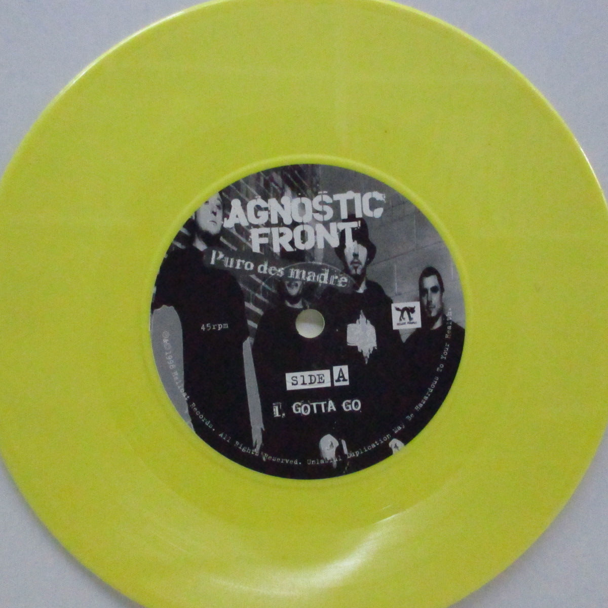 AGNOSTIC FRONT (アグノスティック・フロント) - Puro Des Madre (EU Ltd.Yellow Vinyl 7")