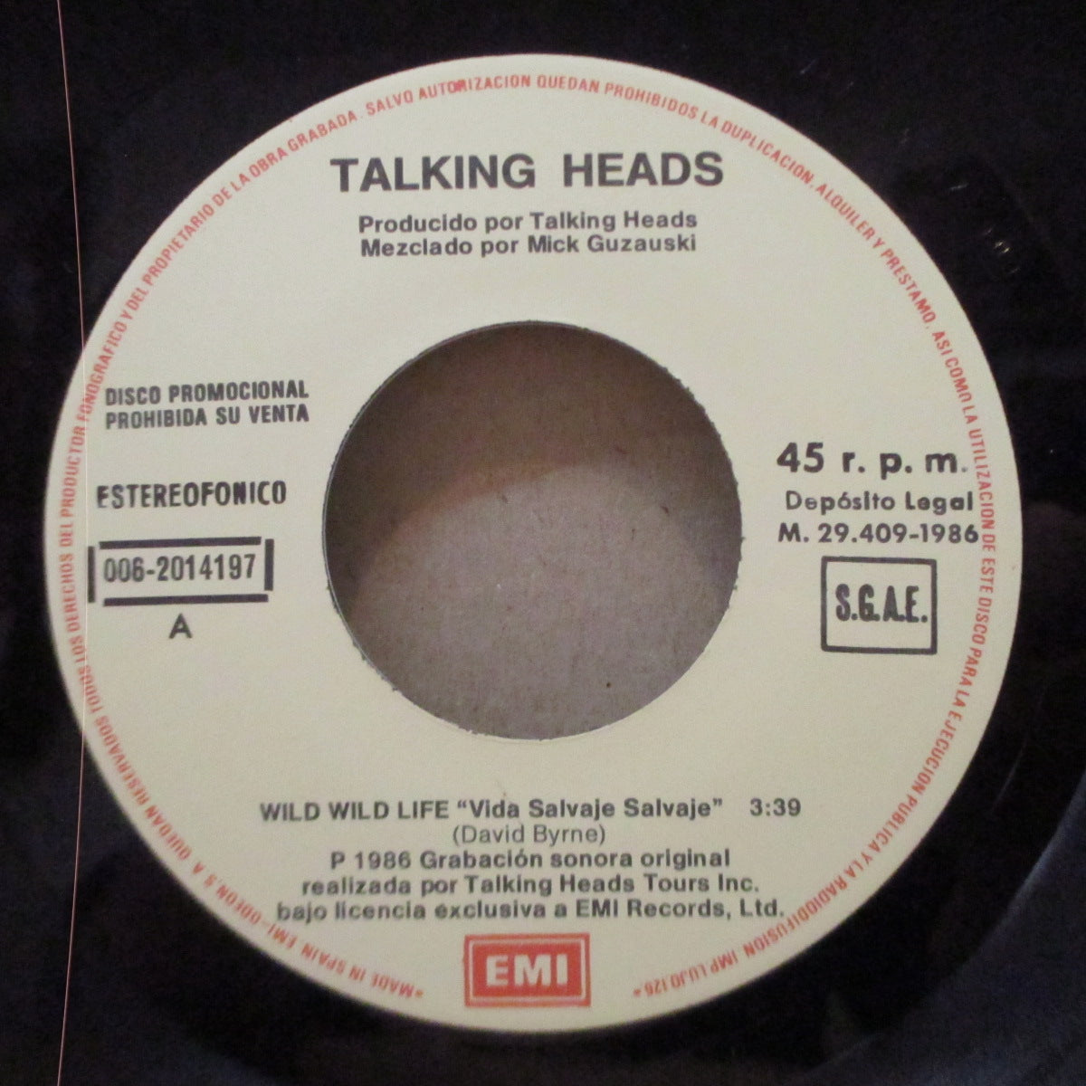 TALKING HEADS (トーキング・ヘッズ) - Wild Wild Life (Spain オリジナル 7")