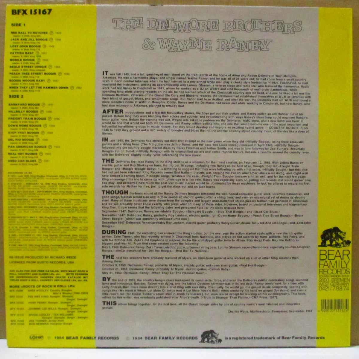 DELMORE BROTHERS & WAYNE RANEY (デルモア・ブラザーズ) - When They Let The Hammer Down (German オリジナル LP)
