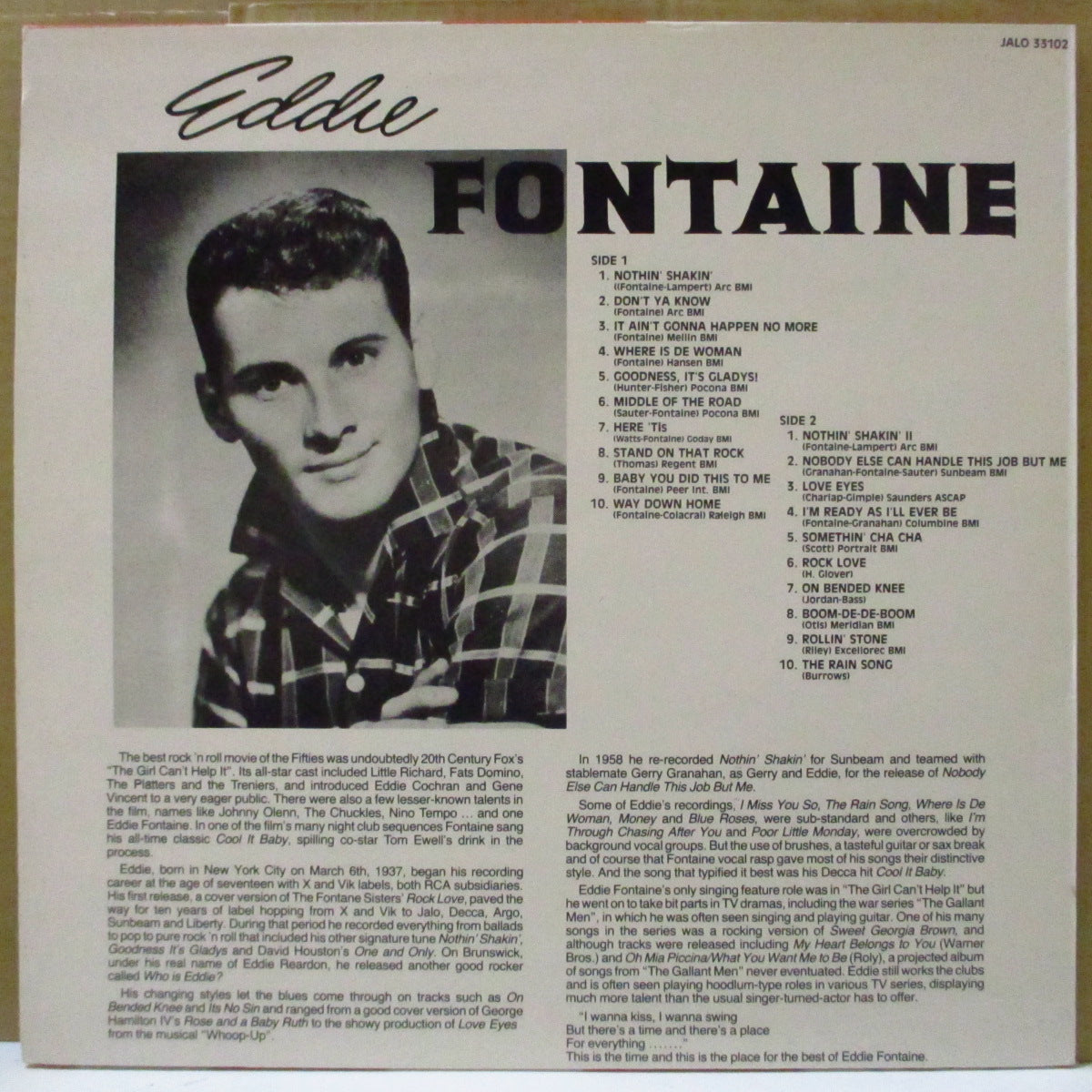 EDDIE FONTAINE (エディ・フォンテイン) - Nothin' Shakin' (EU 限定クリーム・ラベ LP/廃盤)