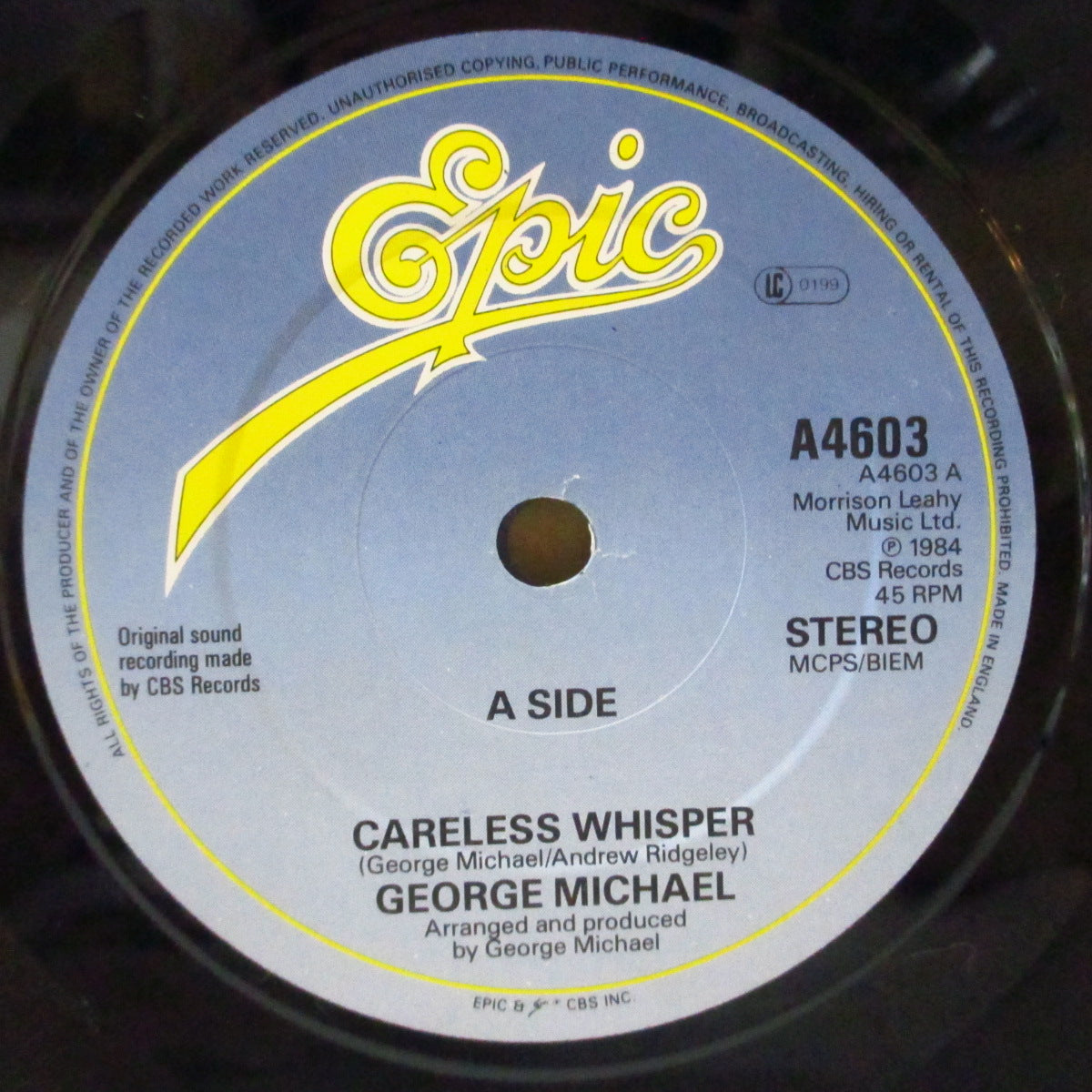 GEORGE MICHAEL (ジョージ・マイケル) - Careless Whisper (UK オリジナル・ペーパーラベ 7"+PS)