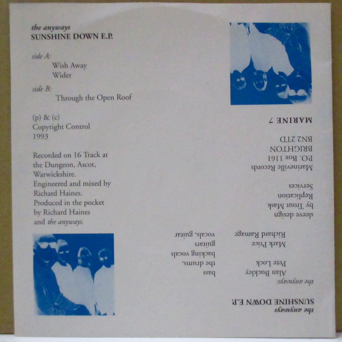 ANYWAYS, THE (ジ・エニウェイズ) - Sunshine Down E.P. (UK オリジナル 7インチ+光沢ソフト紙ジャケ)