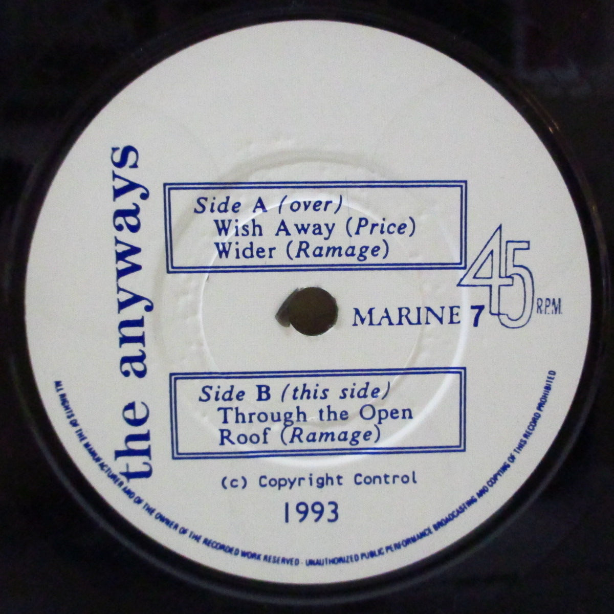 ANYWAYS, THE (ジ・エニウェイズ) - Sunshine Down E.P. (UK オリジナル 7インチ+光沢ソフト紙ジャケ)